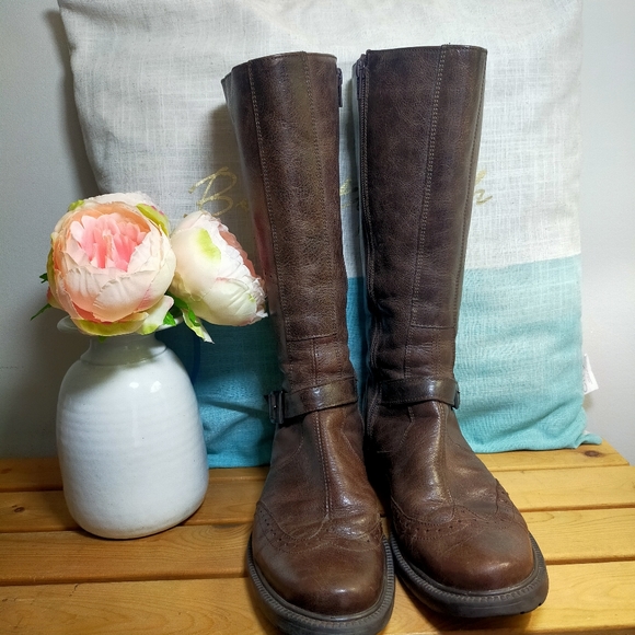 United Colors of Benetton Y2K Brown Leather Zip Up Mid Calf Boots - Picture 2 of 13